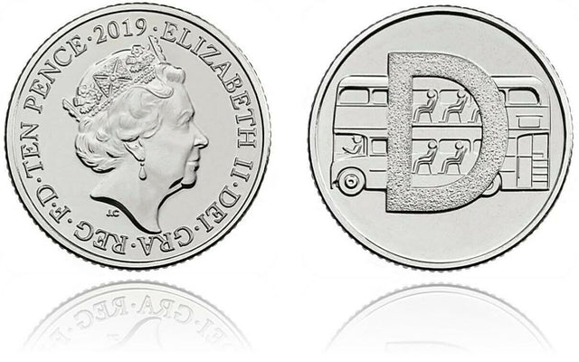 10p 2019 D Double Decker Bus A-Z 10p Circulated Coin - Copes Coins