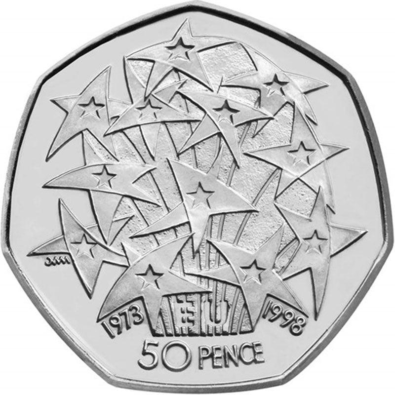 How much is the 1998 EU Stars 50p worth today? How rare is it?