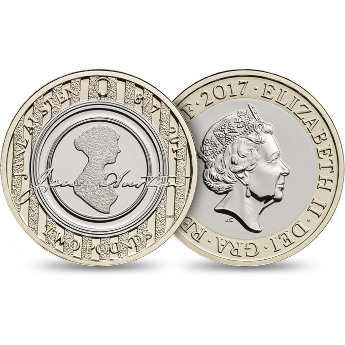 2017 Jane Austen £2 Uncirculated Coin - Copes Coins