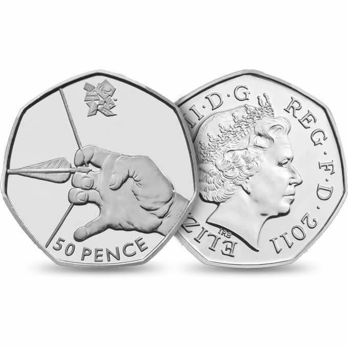 50p 2011 Olympics Archery 50p Circulated Coin - Copes Coins