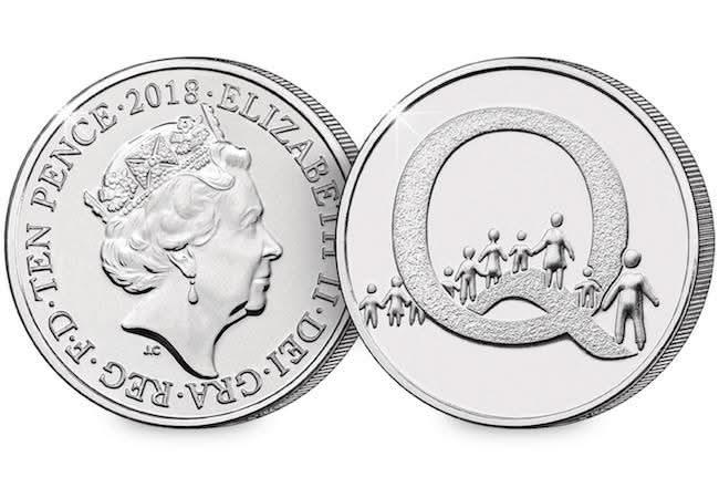2018 Q 10p coin, design reference photograph