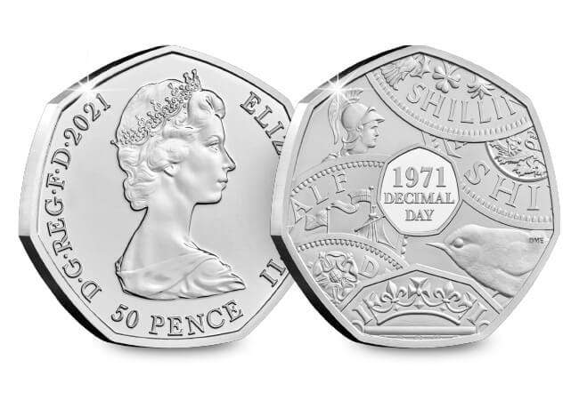 50p 2021 50th Anniversary of Decimalisation 50p Brilliant Uncirculated Coin - Copes Coins