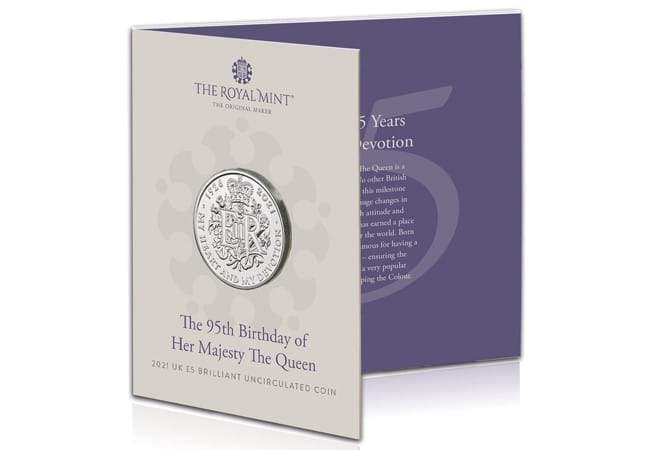 £5 2021 95th Birthday of Her Majesty the Queen £5 Brilliant Uncirculated Coin Pack - Copes Coins