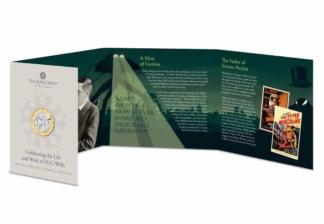 £2 2021 H G Wells £2 Brilliant Uncirculated Coin Pack - Copes Coins