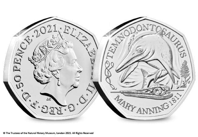 50p 2021 Temnodontosaurus Dinosaur 50p Brilliant Uncirculated Coin Pack - Copes Coins
