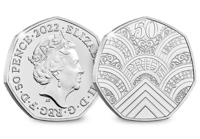 50p 2022 50th Anniversary of Pride 50p Brilliant Uncirculated Coin - Copes Coins