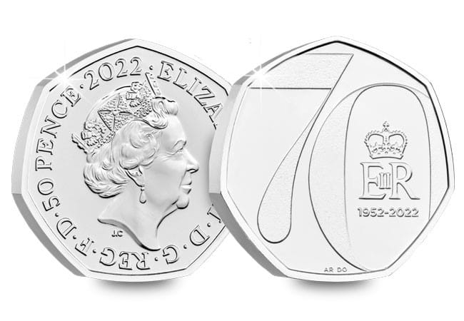 50p 2022 Queen's Platinum Jubilee 50p Brilliant Uncirculated Coin - Copes Coins